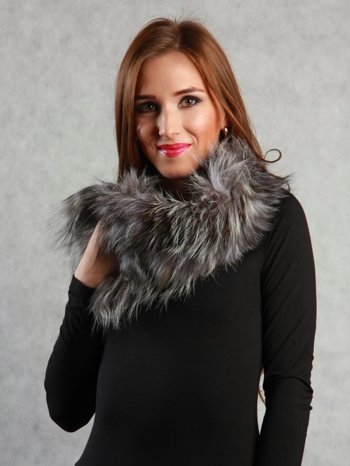 Pravý šál z líšky - strieborná sivá