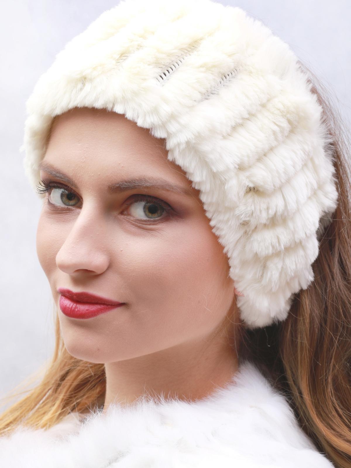 Elastická čelenka z králika Rex - béžová