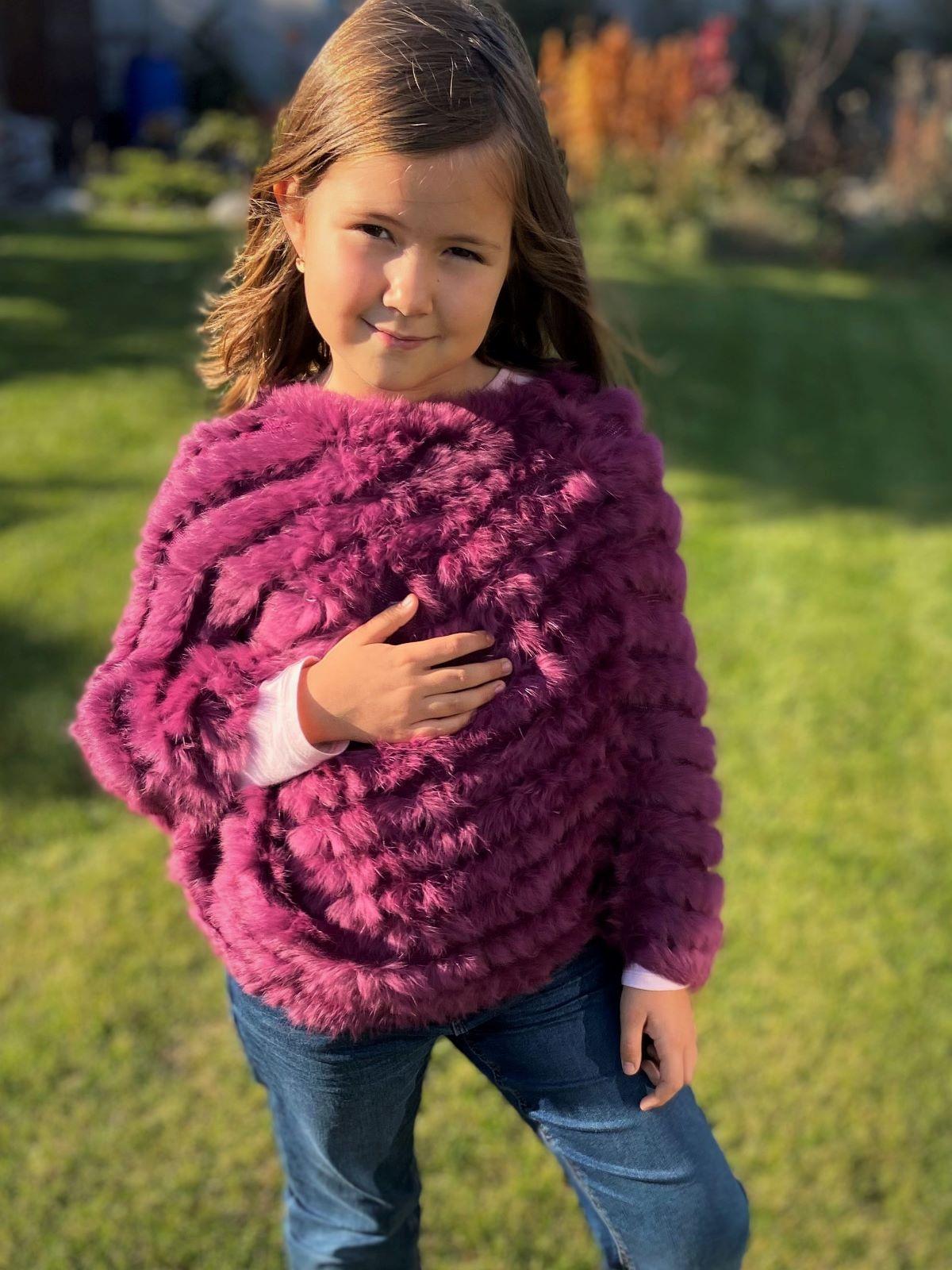 Detské pončo z králika - fialové