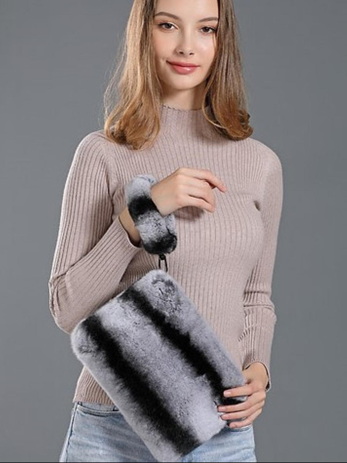 Listová kabelka z REX králika - činčila štýl